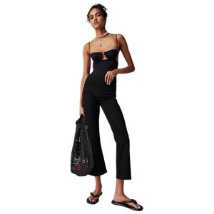 Free People In My Feelings Black Velvet Retro Mid Rise Crop Boot Pants